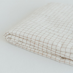 Flat Sheets: Malt Brown Grid Linen Single Flat Sheet Sale