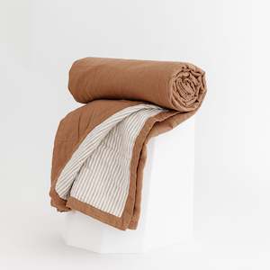 New Releases 1: Malt Brown & Sand Stripes Linen Cot Quilt
