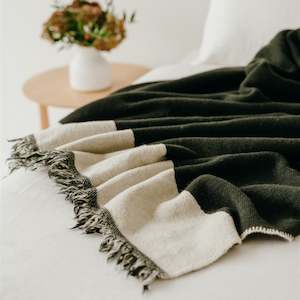 Moss Green Wool Blanket/Throw