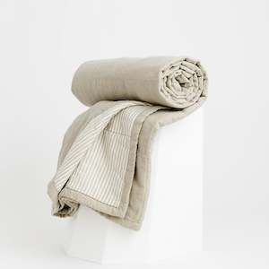 All Linen: Natural & Sand Stripes Linen Cot Quilt