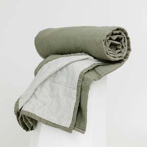 Cactus & Pinstripes Linen Cot Quilt