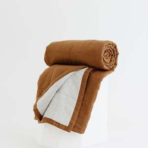 Tobacco & Pinstripes Linen Cot Quilt