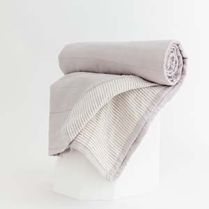 Lilac and Grey Stripes Linen Cot Quilt