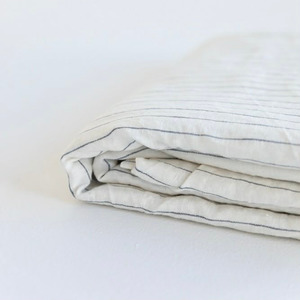 Flat Sheets: Coastal Blue Stripes Linen Flat Sheet