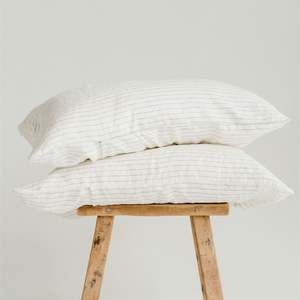 All Linen: Coastal Blue Stripes Linen Pillowcases