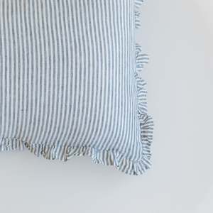 Ruffles Cushions: Ruffles Cushion in Navy Stripes