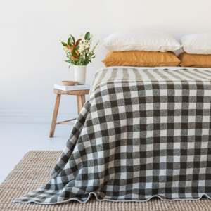 New Releases: Olive Green Checks Wool Throw Blanket