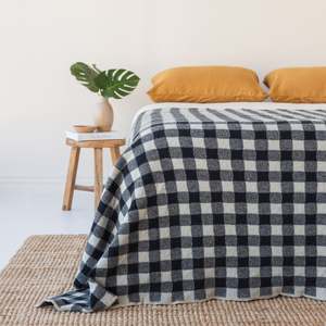 New Releases: Black Checks Wool Throw Blanket