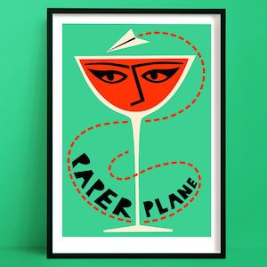 Cocktail Prints: Paper Plane Cocktail Print | Mid Century Wall Art