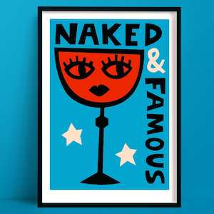Naked & Famous Cocktail Print | Blue and Orange Wall Art