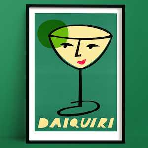 Cocktail Prints: Daiquiri Print | Teal Wall Decor