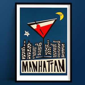 Manhattan Cocktail Print | Moody Room Decor