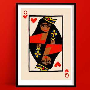 Queen of Hearts Print | Playing Card Art