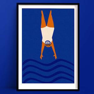 Portraits: Wild Swimming Print | Diver Wall Art