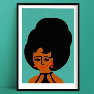 Swinging 60's Girl Print | Teal Room Decor