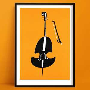 Mid Century Prints: Double Bass Print | Art for Bass Players