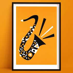 Saxophone Print | Burnt Orange Decor