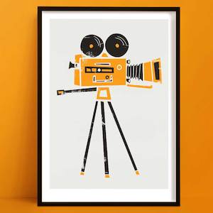 Retro Cine Camera Print | Mid Century Wall art