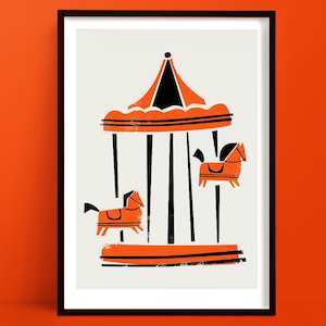 Mid Century Prints: Parisian Carousel Print | Nursery Wall Art