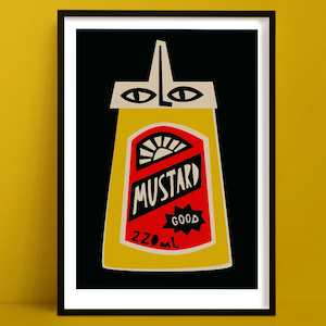 Kitchen Prints: Mustard Print | Retro Kitchen Decor