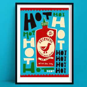 Kitchen Prints: Sriracha Print | Spicy Food Art