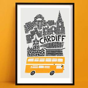 Hallway Wall Art: Cardiff Print | Retro Travel Decor