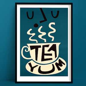 Home Office Wall Art: Tea Print | Relaxing Blue Wall Art