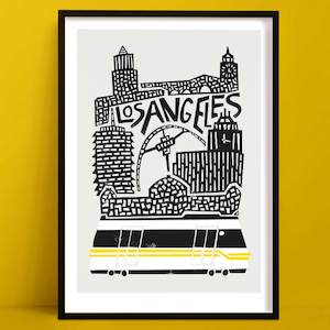 Yellow Prints: Los Angeles Print | Travel Poster