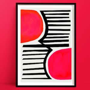 Red Wall Art: Sunset Shadows Abstract Print | Large Abstract Art