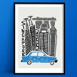 Blue Wall Art: Singapore Print | Asia Travel Art