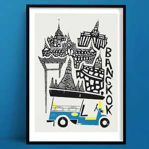 Blue Wall Art: Bangkok Print | Asia Travel Art