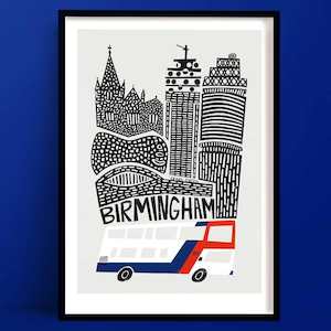 Blue Wall Art: Birmingham Print | British City Wall Art