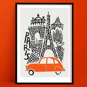 Orange Wall Art: Paris Print | Travel Poster