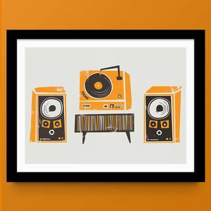 Music Prints: Record Deck & Speakers Print | Art for Audiophiles
