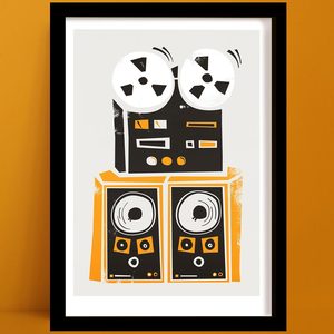 Music Prints: Reel to Reel Player Print | Retro Music Wall Art
