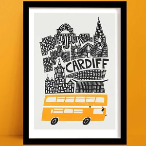 Wholesale Prints: Cardiff Print | Retro Travel Decor