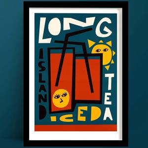 Wholesale Prints: Long Island Ice Tea Print | Bar Cart Art