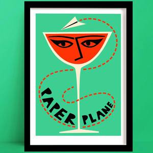 Cocktail Prints 1: Paper Plane Cocktail Print | Mid Century Wall Art