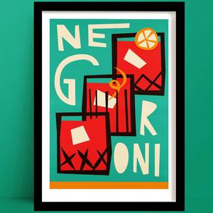 Cocktail Prints 1: Negroni Print | Bold Retro Wall Decor