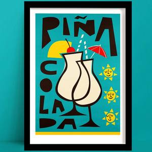 Cocktail Prints 1: Piña Colada Print | Kitchen Wall Decor