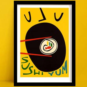 Food And Drink Prints: Sushi Print | Yellow Wall Art