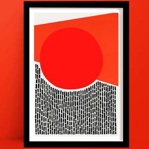 Rain And Sun Abstract Print | Red and Burnt Orange Decor