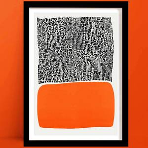 City Sunset Abstract Art Print | Retro Burnt Orange Decor