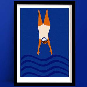 Hobbies And Interests Prints: Wild Swimming Print | Diver Wall Art
