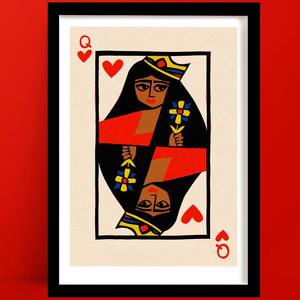 Portrait Prints: Queen of Hearts Print | Playing Card Art