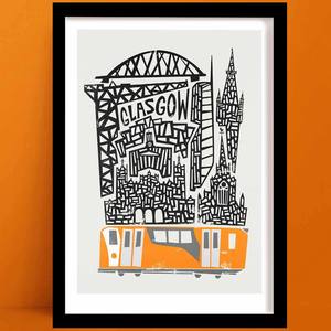 Travel Cards Copy: Glasgow Print | Retro Travel Art