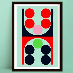 Moon & Sun | Retro Circle Shape Abstract Art Print