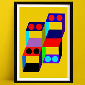 New Prints: Stacked Cubes | Geometric Bold Colourful Abstract Art Print