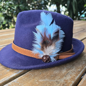Grooming: Feather Hat Pin|Baby Blue With Fox Detail