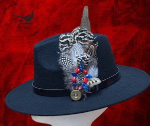 Grooming: Feather Hat Pin- With Stone detail Medium